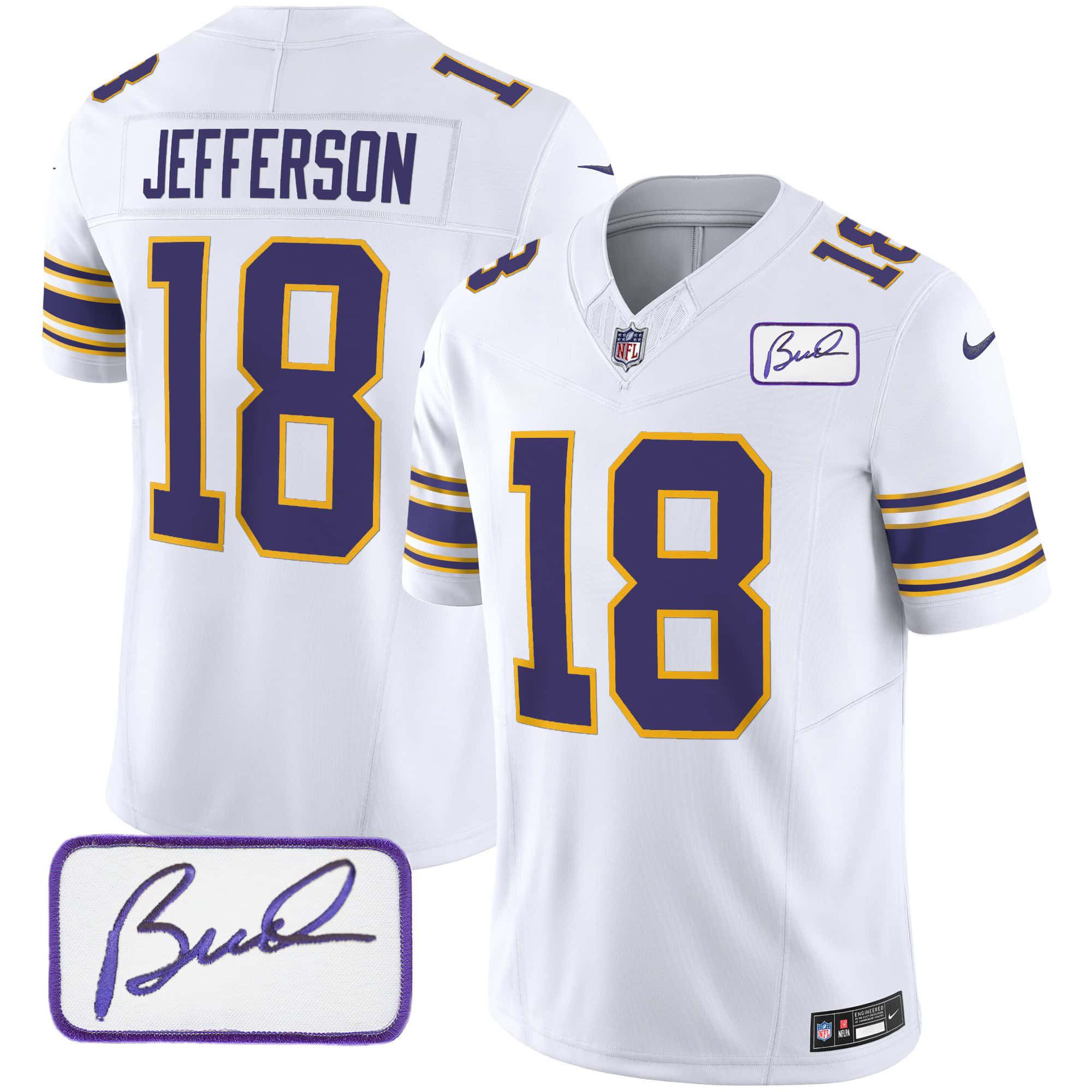 Men Minnesota Vikings #18 Jefferson White 2024 Nike Bud Grant Patch Classic Limited NFL Jersey->indianapolis colts->NFL Jersey